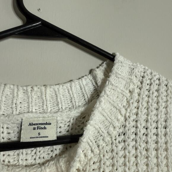 Abercrombie & Fitch Womens Sweater Small White Academia Preppy Layering Fall - Picture 5 of 9